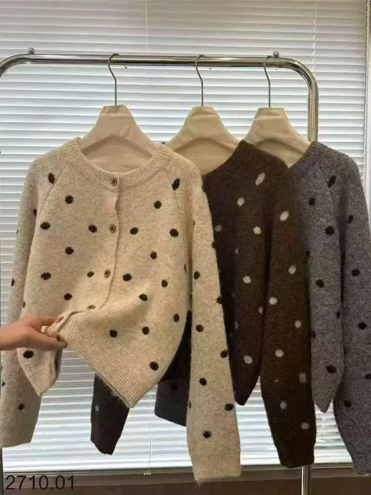 25HA2710.01 - ÁO CARDIGAN CHẤM BI NỮ