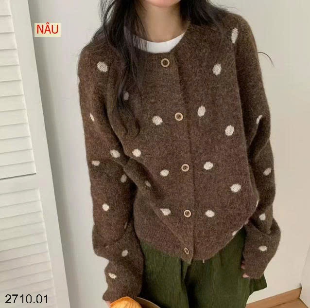 25HA2710.01 - ÁO CARDIGAN CHẤM BI NỮ