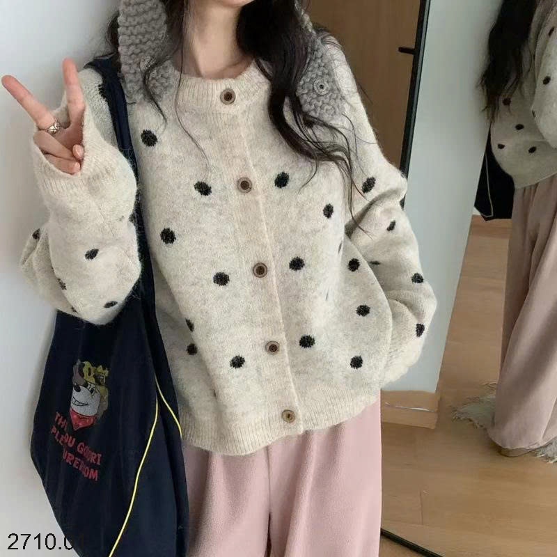 25HA2710.01 - ÁO CARDIGAN CHẤM BI NỮ