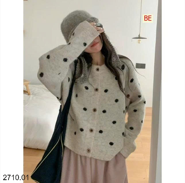 25HA2710.01 - ÁO CARDIGAN CHẤM BI NỮ
