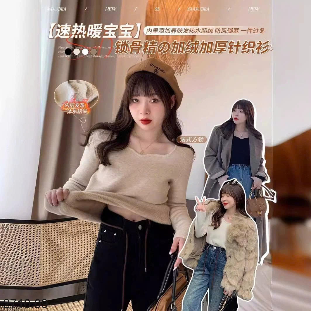 25HA2710.09 - ÁO LEN LÓT LÔNG CỔ ĐIỆU