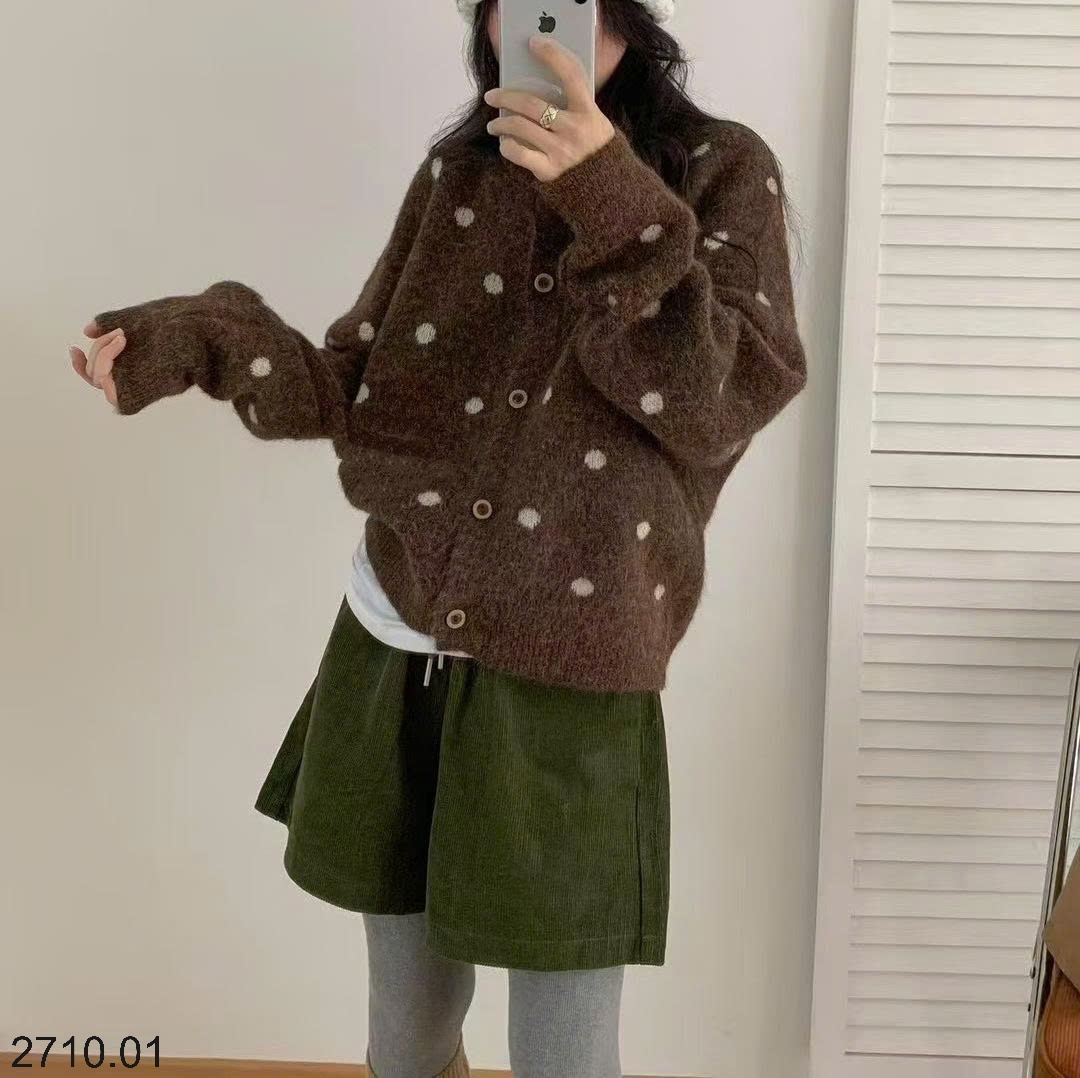 25HA2710.01 - ÁO CARDIGAN CHẤM BI NỮ