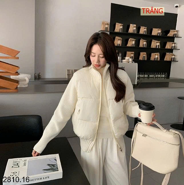 25HA2810.16 - ÁO KHOÁC PHAO PHỐI LEN PHONG CÁCH HQ