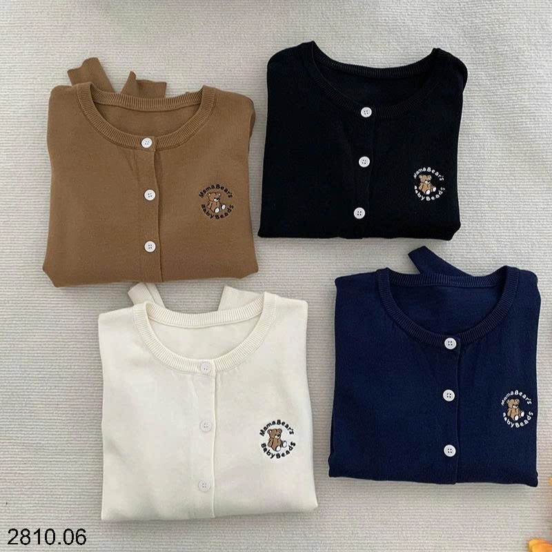 25HA2810.06 - ÁO CARDIGAN LEN THÊU GẤU