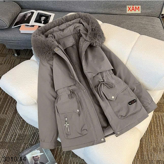 25HA3010.14 - ÁO PARKA MŨ TRÙM ĐẦU LÔNG CHO NỮ