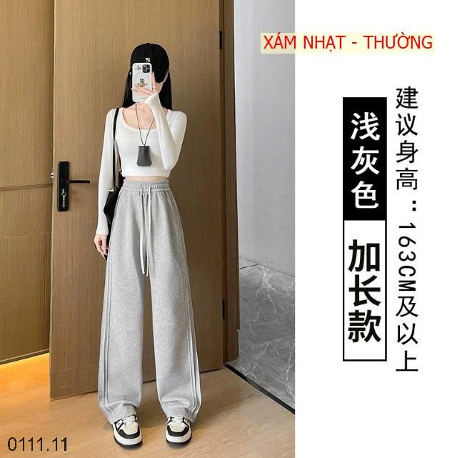 25HA0111.11 - QUẦN NỈ NỮ ỐNG RỘNG CÓ DÂY RÚT