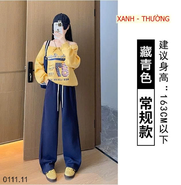 25HA0111.11 - QUẦN NỈ NỮ ỐNG RỘNG CÓ DÂY RÚT