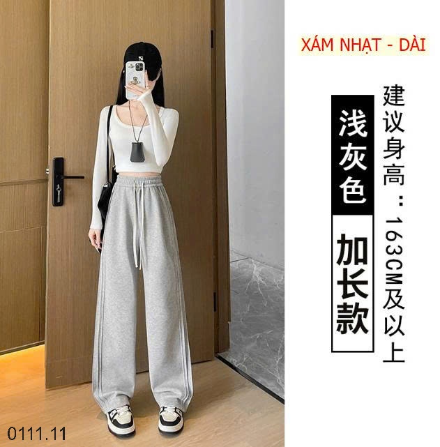 25HA0111.11 - QUẦN NỈ NỮ ỐNG RỘNG CÓ DÂY RÚT