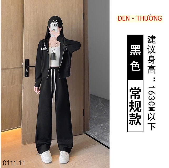25HA0111.11 - QUẦN NỈ NỮ ỐNG RỘNG CÓ DÂY RÚT