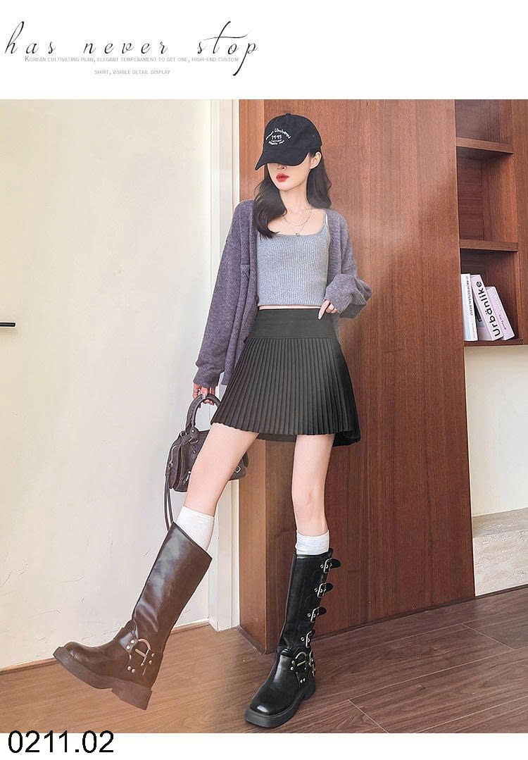 25HA0211.02 - CHÂN VÁY XẾP LY CẠP CAO CHỮ A