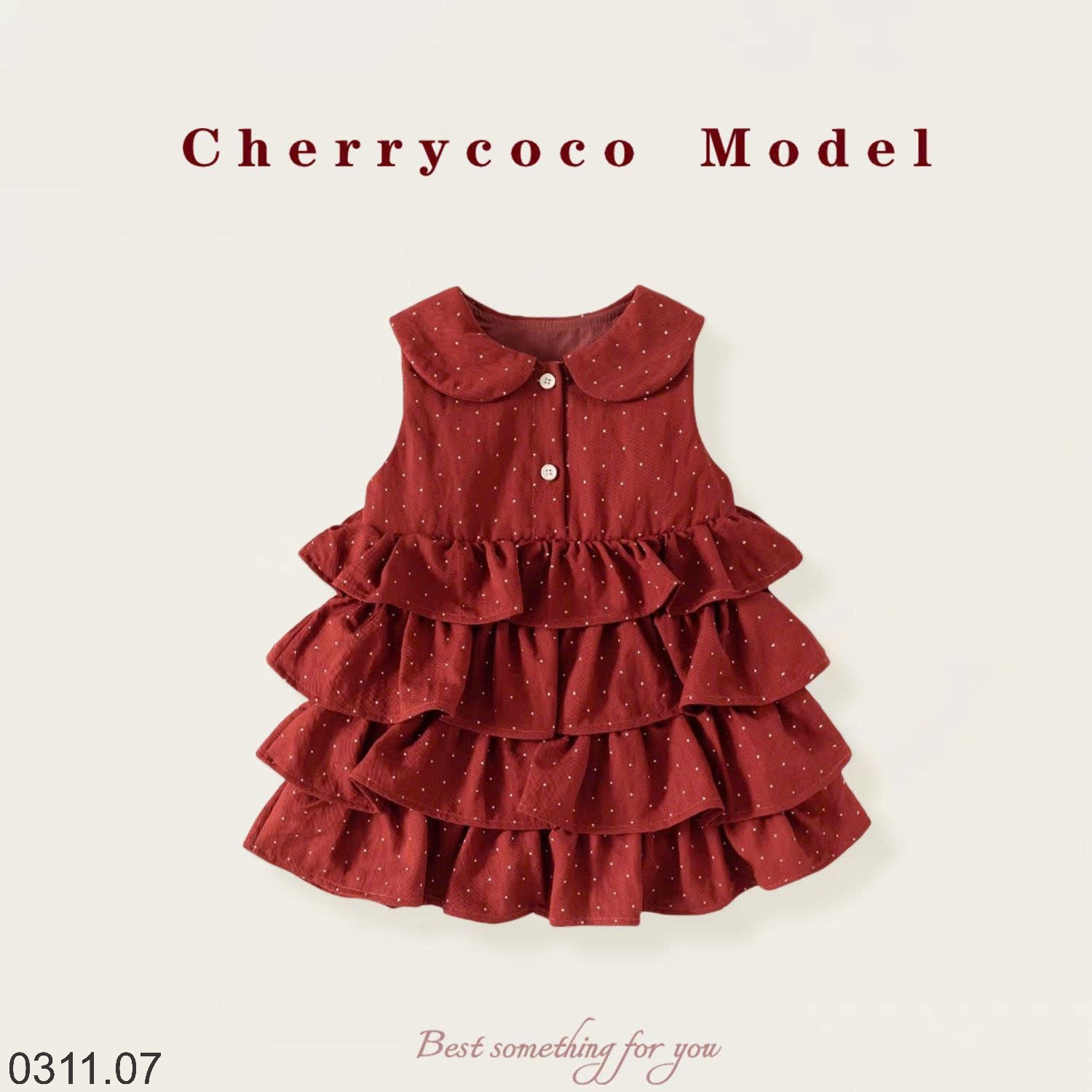 25HA0311.07 - SET VÁY XẾP TẦNG KÈM CARDIGAN CHERRY COCO