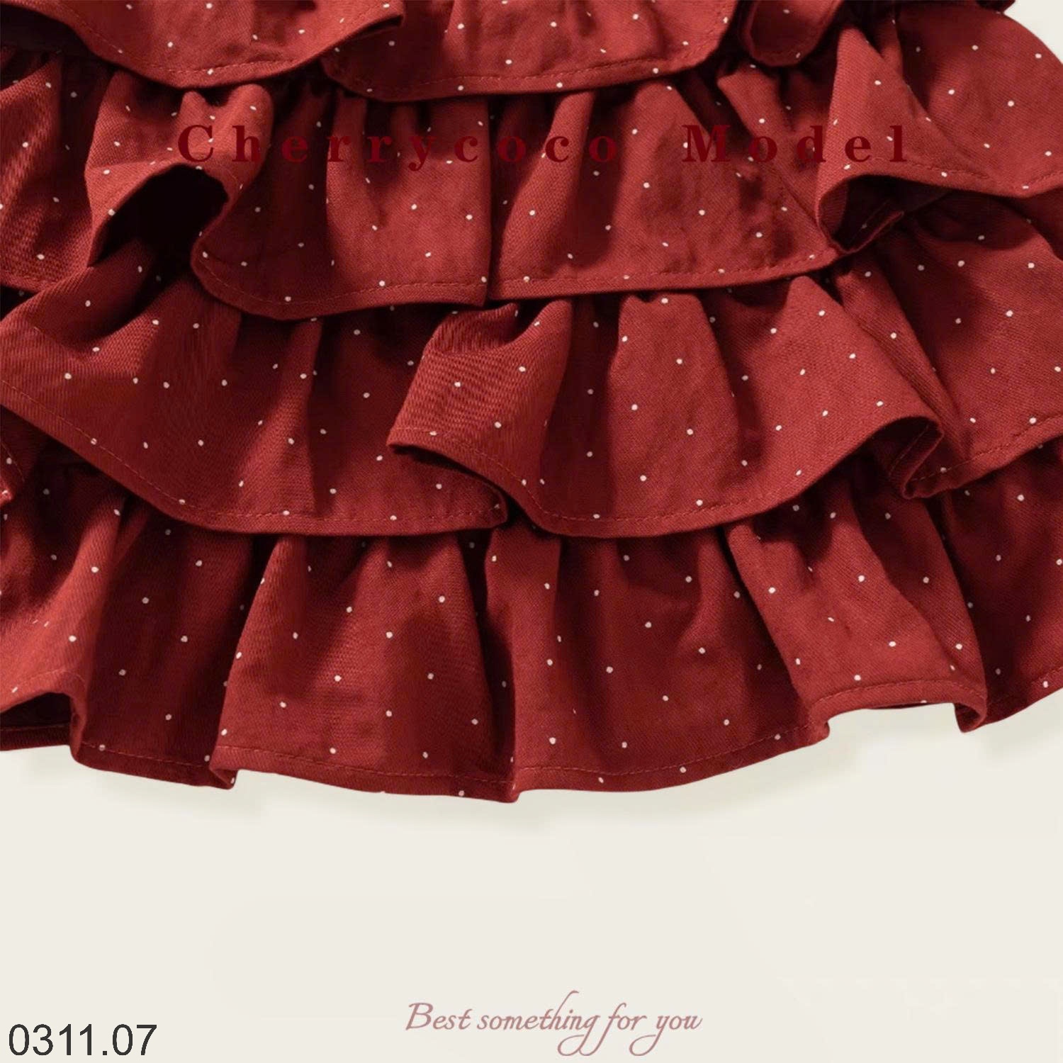 25HA0311.07 - SET VÁY XẾP TẦNG KÈM CARDIGAN CHERRY COCO