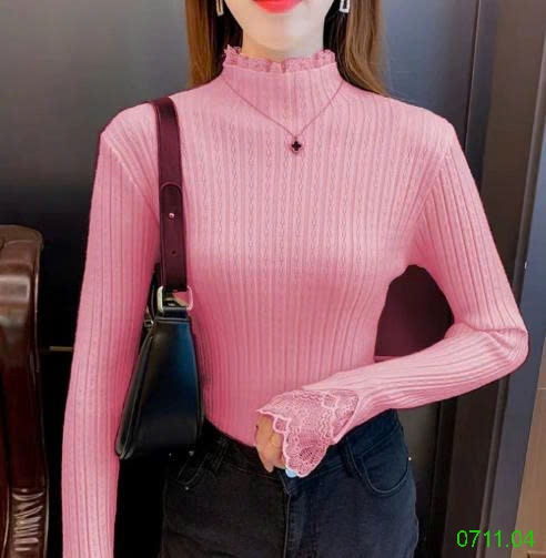 25HA0711.04 - ÁO LEN VIỀN REN CHO NỮ