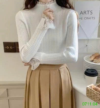 25HA0711.04 - ÁO LEN VIỀN REN CHO NỮ