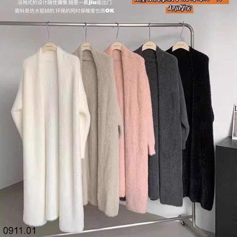 25HA0911.01 - ÁO CARDIGAN LEN LÔNG THỎ DÁNG DÀI