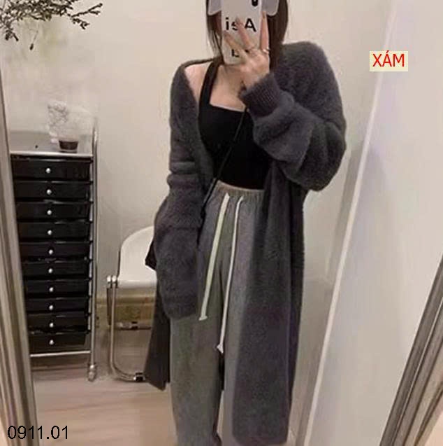 25HA0911.01 - ÁO CARDIGAN LEN LÔNG THỎ DÁNG DÀI