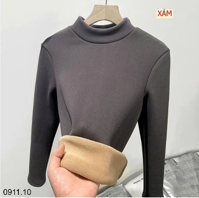25HA0911.10 - ÁO GIỮ NHIỆT LÓT LÔNG CỔ LỌ CHO NỮ