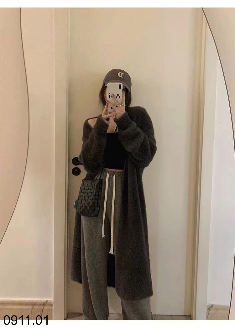25HA0911.01 - ÁO CARDIGAN LEN LÔNG THỎ DÁNG DÀI