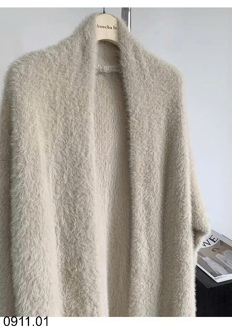 25HA0911.01 - ÁO CARDIGAN LEN LÔNG THỎ DÁNG DÀI