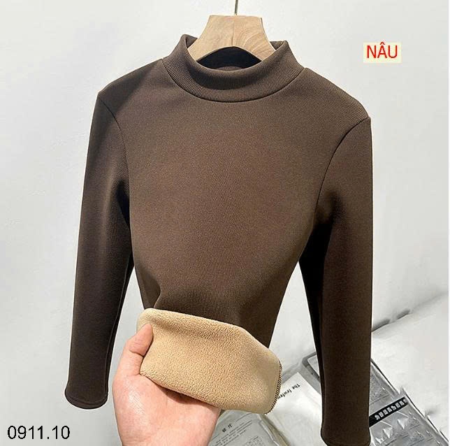 25HA0911.10 - ÁO GIỮ NHIỆT LÓT LÔNG CỔ LỌ CHO NỮ
