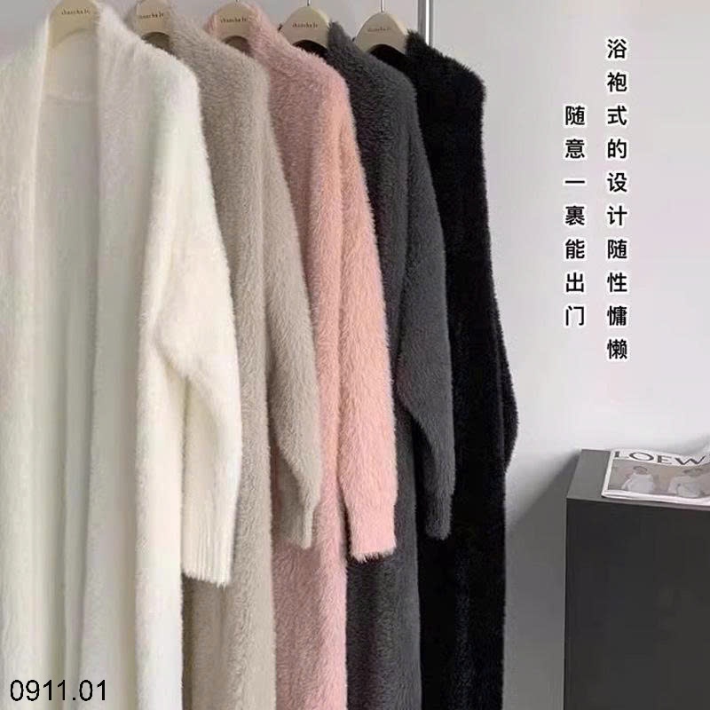 25HA0911.01 - ÁO CARDIGAN LEN LÔNG THỎ DÁNG DÀI
