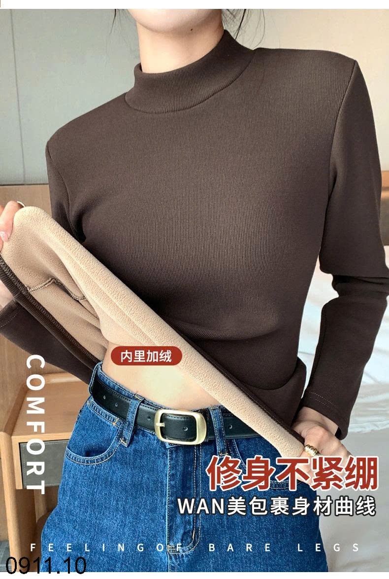 25HA0911.10 - ÁO GIỮ NHIỆT LÓT LÔNG CỔ LỌ CHO NỮ