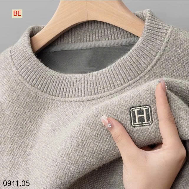 25HA0911.05 - ÁO LEN NAM CỔ TRÒN LÓT LÔNG CHỮ H