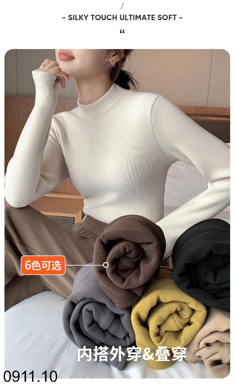 25HA0911.10 - ÁO GIỮ NHIỆT LÓT LÔNG CỔ LỌ CHO NỮ
