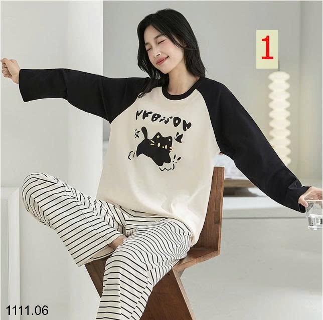 25HA1111.06 - BỘ NGỦ DÀI TAY DỄ THƯƠNG KÈM ĐỆM NGỰC