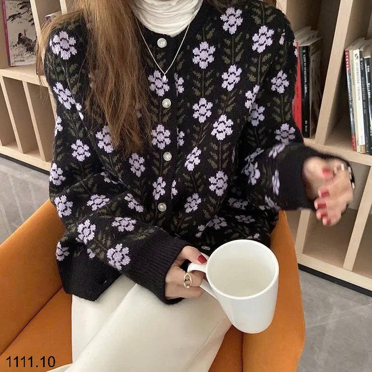 25HA1111.10 - CARDIGAN LEN DỆT KIM HOA