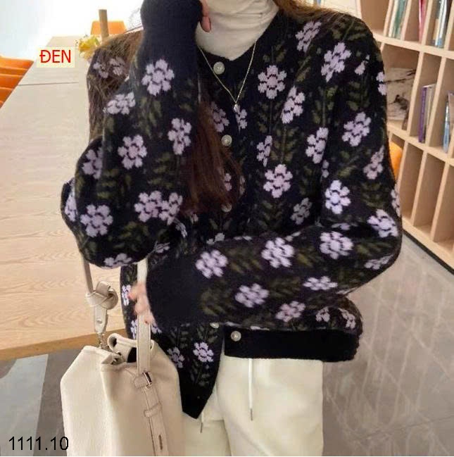 25HA1111.10 - CARDIGAN LEN DỆT KIM HOA