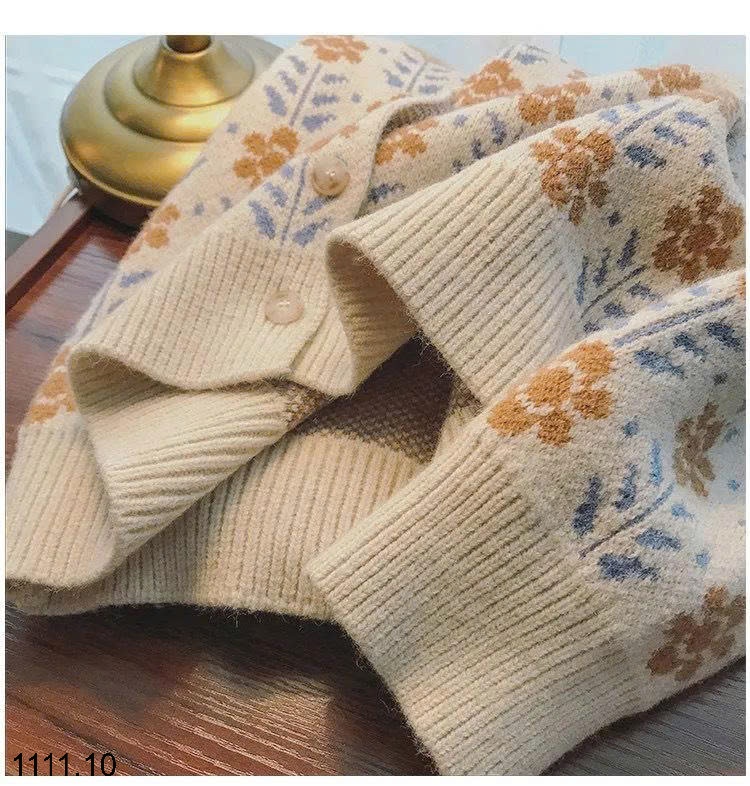 25HA1111.10 - CARDIGAN LEN DỆT KIM HOA