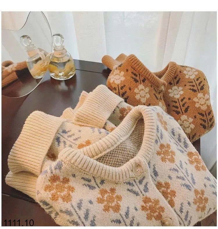 25HA1111.10 - CARDIGAN LEN DỆT KIM HOA