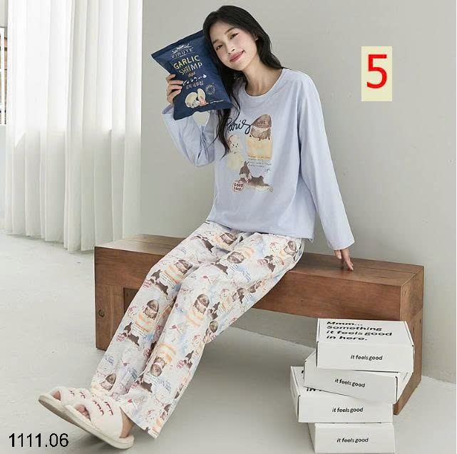 25HA1111.06 - BỘ NGỦ DÀI TAY DỄ THƯƠNG KÈM ĐỆM NGỰC