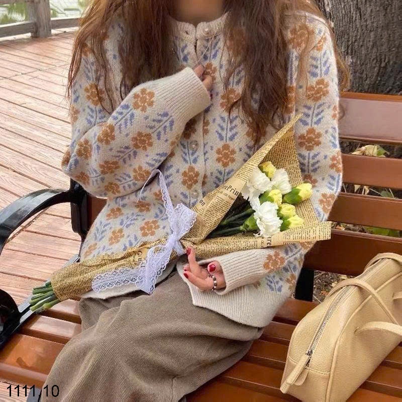 25HA1111.10 - CARDIGAN LEN DỆT KIM HOA