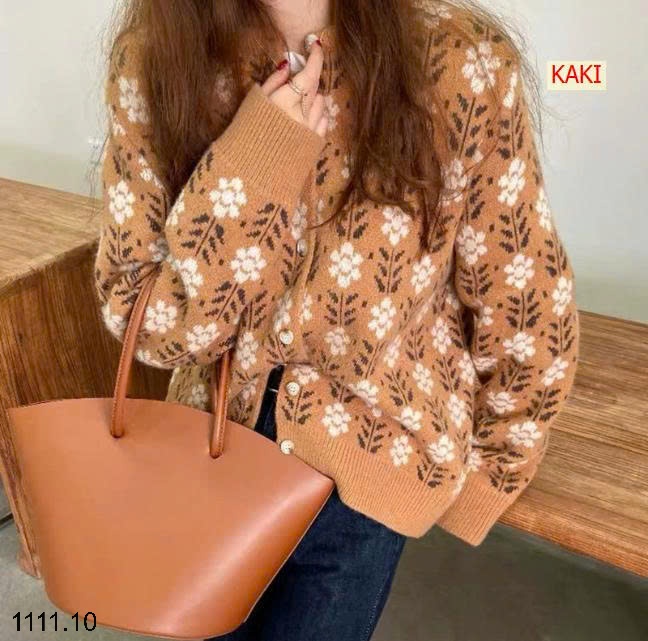 25HA1111.10 - CARDIGAN LEN DỆT KIM HOA