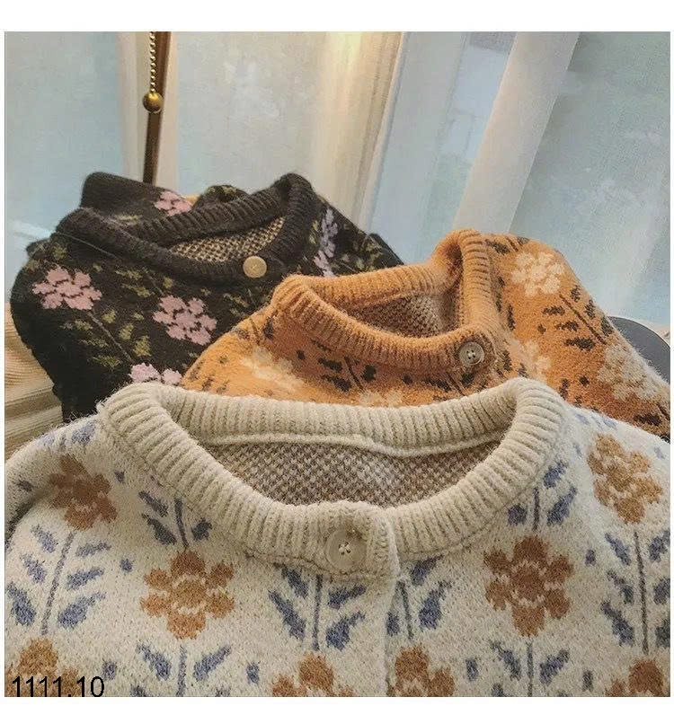 25HA1111.10 - CARDIGAN LEN DỆT KIM HOA
