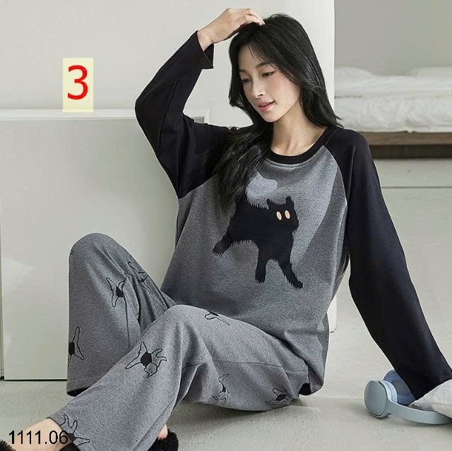 25HA1111.06 - BỘ NGỦ DÀI TAY DỄ THƯƠNG KÈM ĐỆM NGỰC