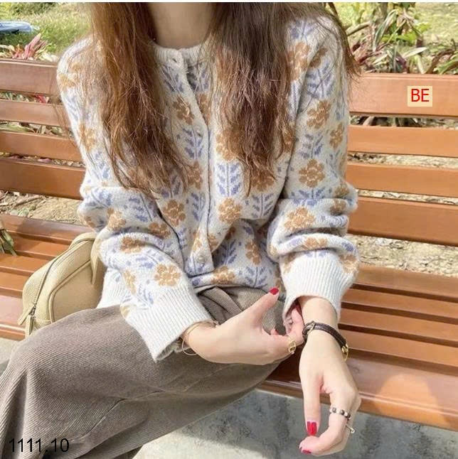 25HA1111.10 - CARDIGAN LEN DỆT KIM HOA
