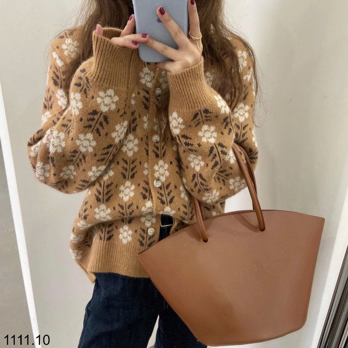 25HA1111.10 - CARDIGAN LEN DỆT KIM HOA