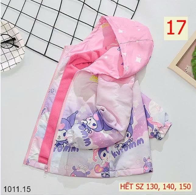 25HA1011.15 - ÁO KHOÁC GIÓ LÓT NỈ ẤM CHO BÉ GÁI SIZE ĐẠI DHM