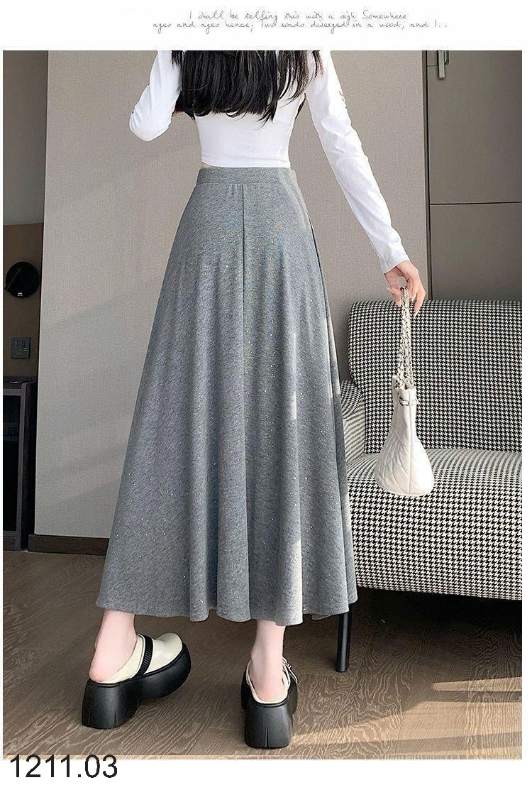 25HA1211.03 - CHÂN VÁY XÒE CHỮ A SEQUINS DÁNG DÀI