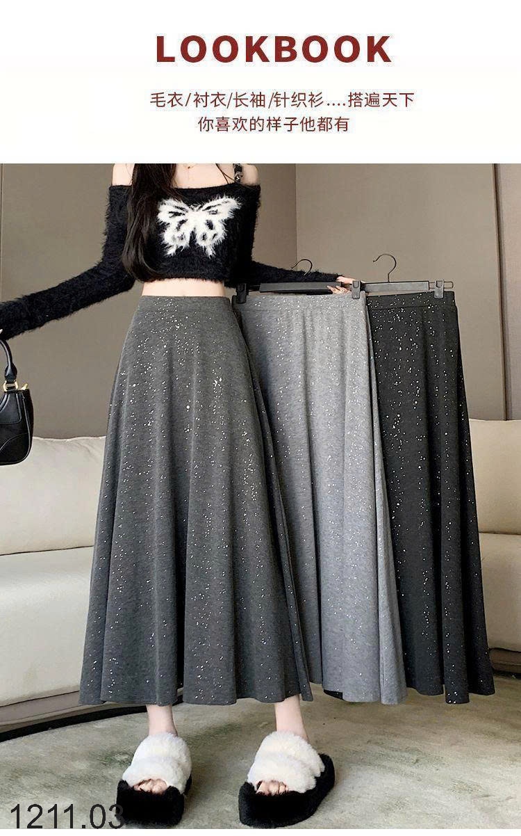 25HA1211.03 - CHÂN VÁY XÒE CHỮ A SEQUINS DÁNG DÀI
