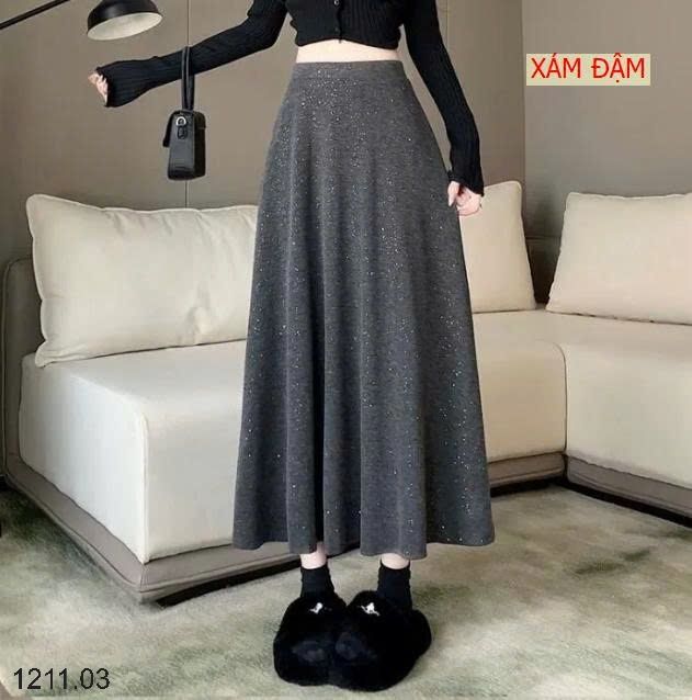 25HA1211.03 - CHÂN VÁY XÒE CHỮ A SEQUINS DÁNG DÀI