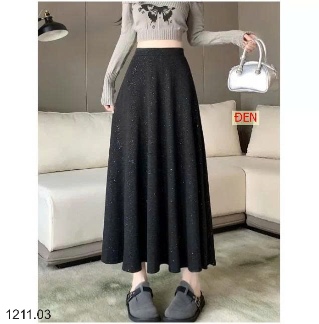 25HA1211.03 - CHÂN VÁY XÒE CHỮ A SEQUINS DÁNG DÀI