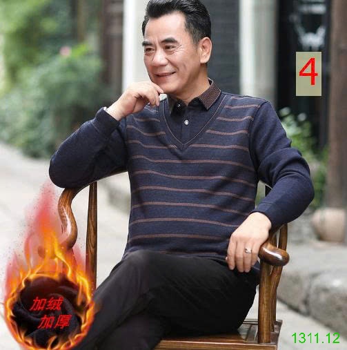 25HA1311.12 - ÁO LEN NAM CỔ SƠ MI LÓT LÔNG TRUNG NIÊN