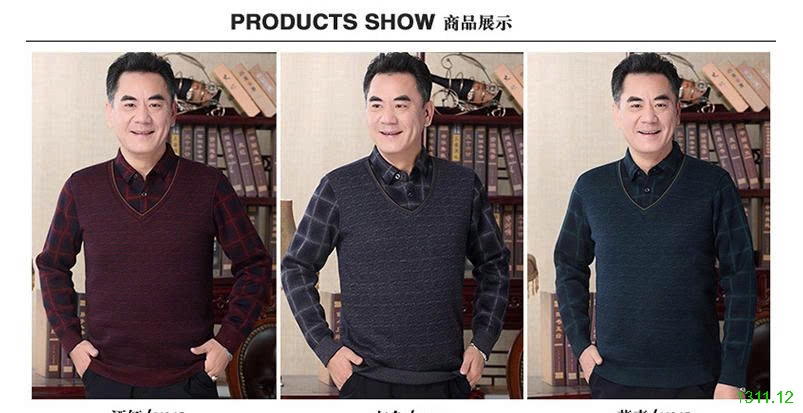 25HA1311.12 - ÁO LEN NAM CỔ SƠ MI LÓT LÔNG TRUNG NIÊN