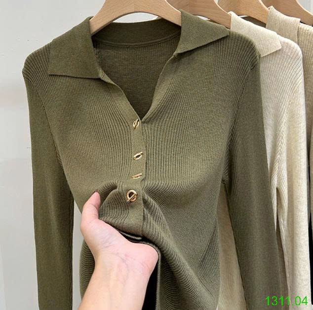 25HA1311.04 - ÁO LEN CỔ POLO DỆT KIM THU ĐÔNG