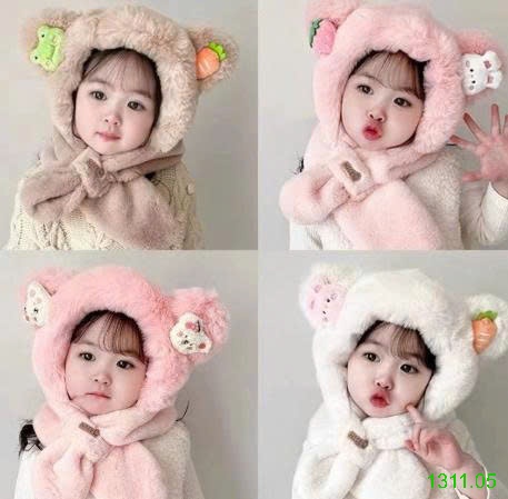 25HA1311.05 - MŨ LIỀN KHĂN LÔNG MỀM SIÊU ẤM CHO BÉ