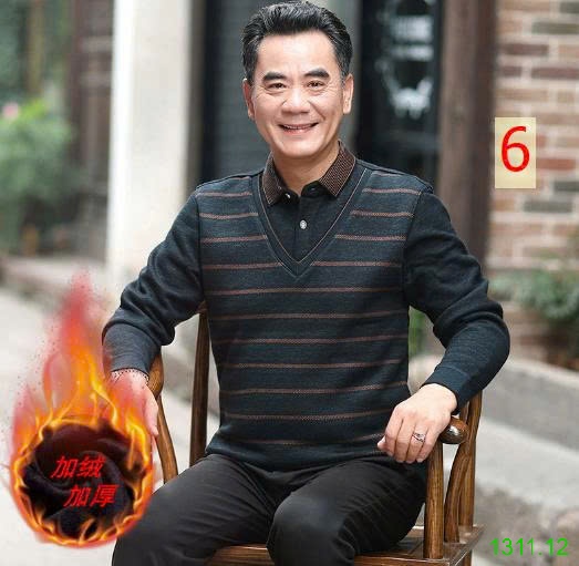 25HA1311.12 - ÁO LEN NAM CỔ SƠ MI LÓT LÔNG TRUNG NIÊN